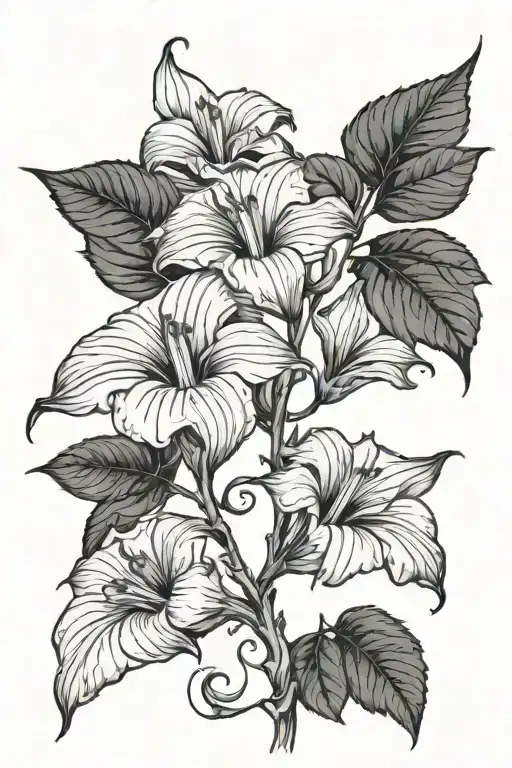 long moonflower vine tattoo design idea