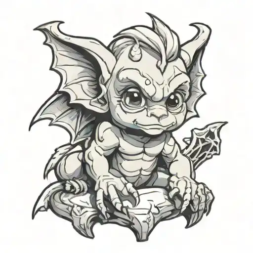 cute baby gargoyle tattoo design idea