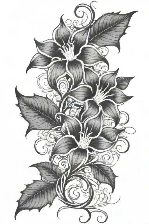 long moonflower vine tattoo design idea