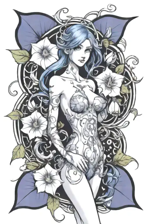 feminine inner demons morning glory  tattoo design idea