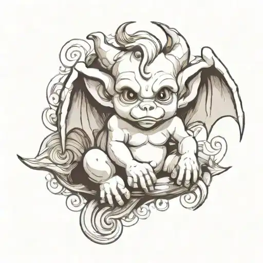 cute baby gargoyle tattoo design idea