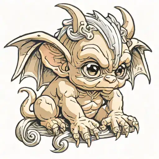 cute baby gargoyle tattoo design idea