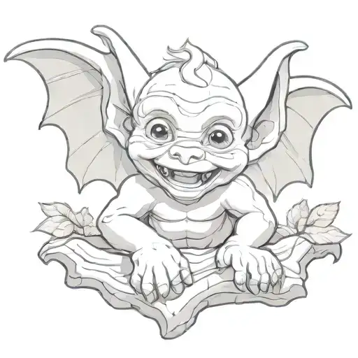 cute baby gargoyle tattoo design idea
