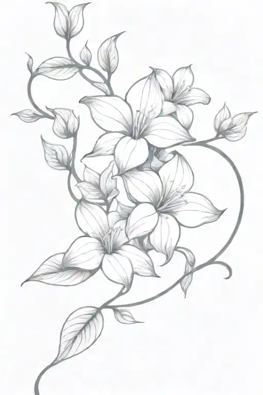long moonflower vine tattoo design idea
