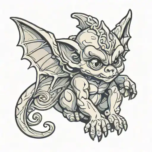 cute baby gargoyle tattoo design idea