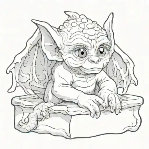 cute baby gargoyle tattoo design idea