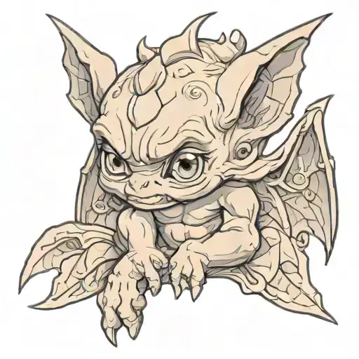 cute baby gargoyle tattoo design idea