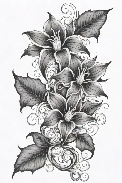 long moonflower vine tattoo design idea