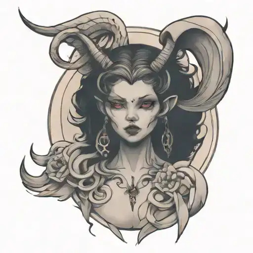 female demon tattoo design idea