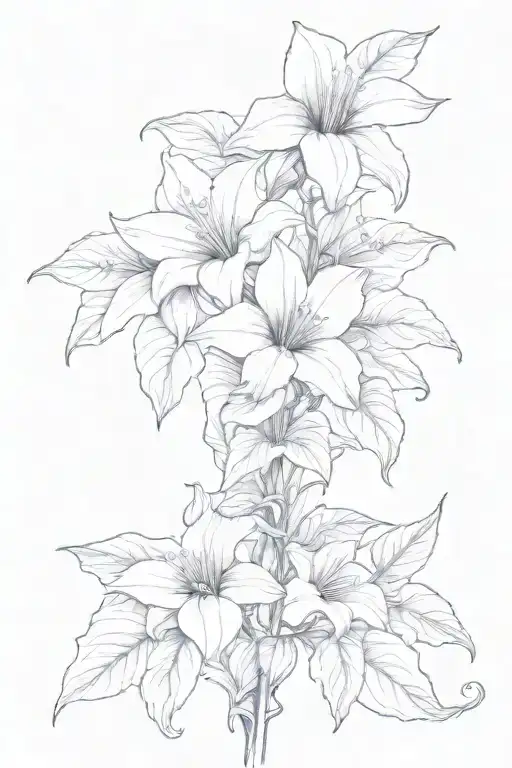 long thin moonflower vine tattoo design idea