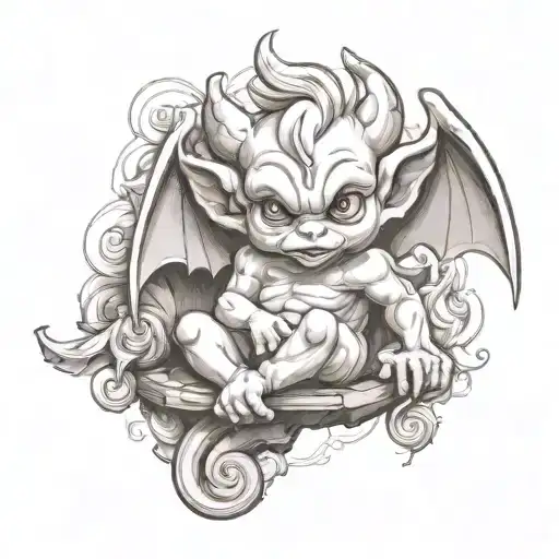 cute baby gargoyle tattoo design idea