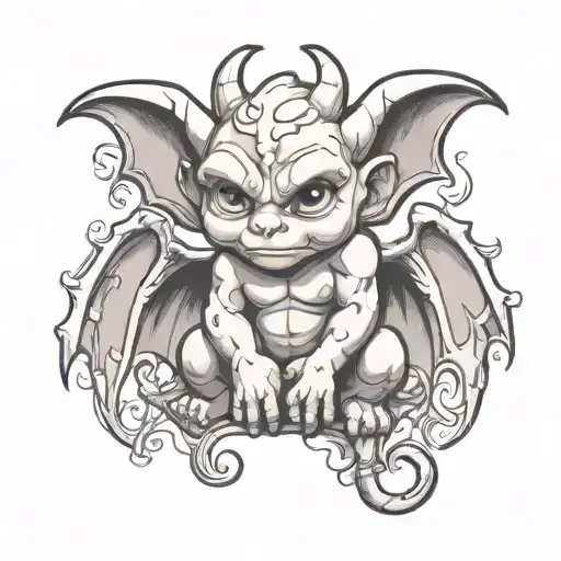 cute baby gargoyle tattoo design idea