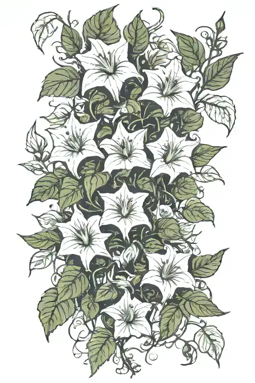 long moonflower vine tattoo design idea