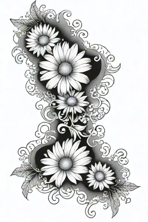 daisies with lace like patterns tattoo design idea