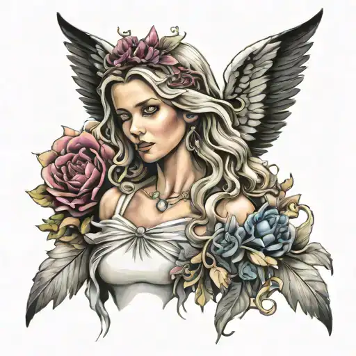 feminine broken angel tattoo design idea