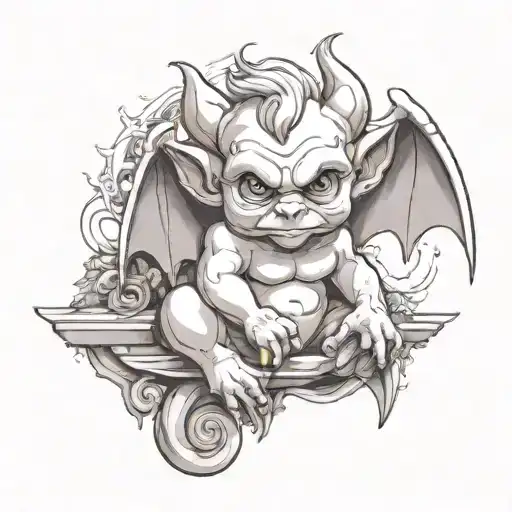 cute baby gargoyle tattoo design idea