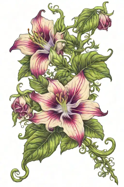 long moonflower vine tattoo design idea