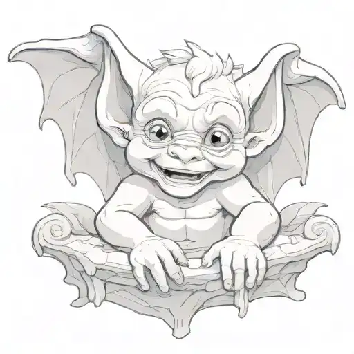 cute baby gargoyle tattoo design idea