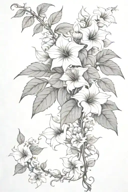 long moonflower vine tattoo design idea
