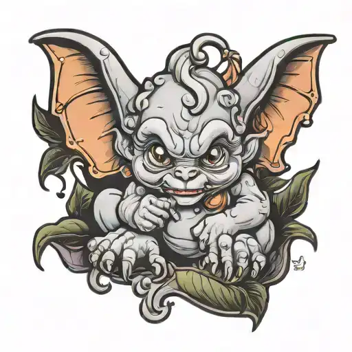 cute baby gargoyle tattoo design idea