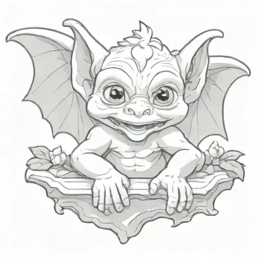 cute baby gargoyle tattoo design idea