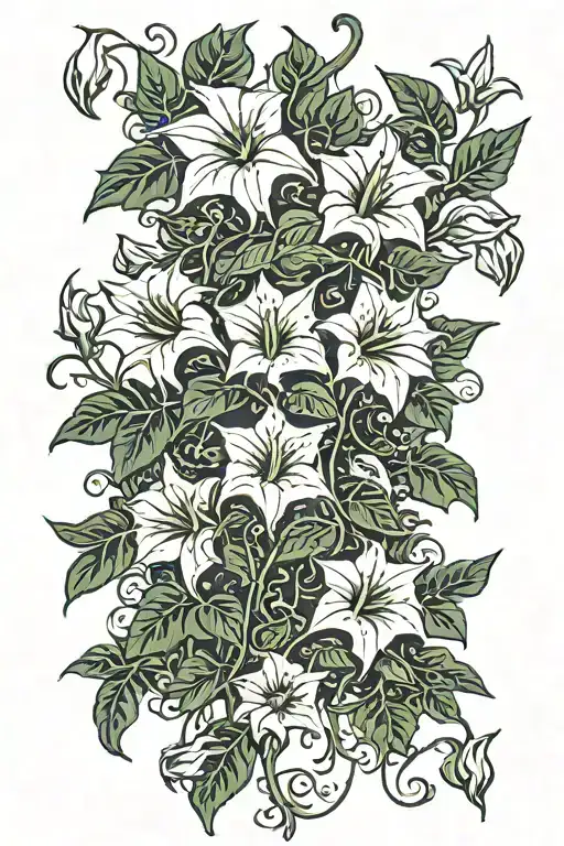 long moonflower vine tattoo design idea
