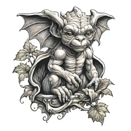 cute baby gargoyle tattoo design idea