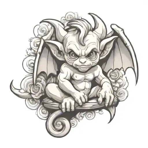 cute baby gargoyle tattoo design idea