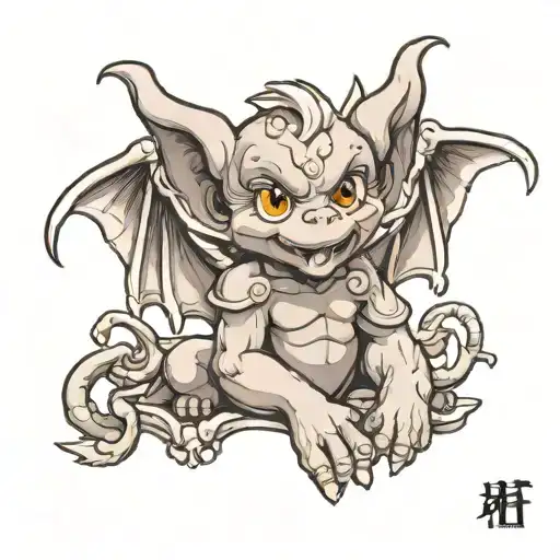 cute baby gargoyle tattoo design idea