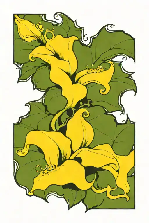 long moonflower vine tattoo design idea