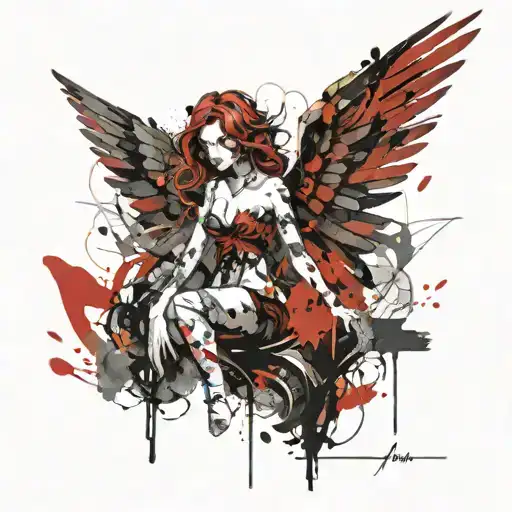 feminine broken angel tattoo design idea