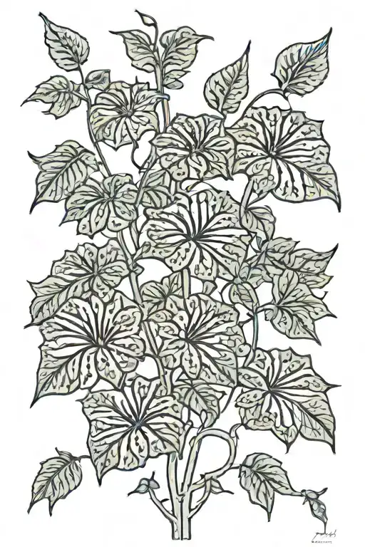 long thin moonflower vine tattoo design idea