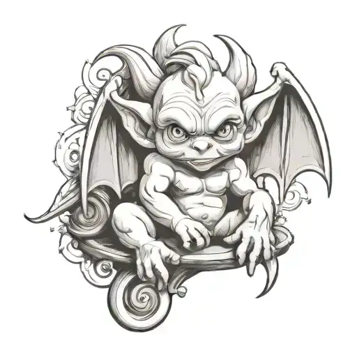 cute baby gargoyle tattoo design idea