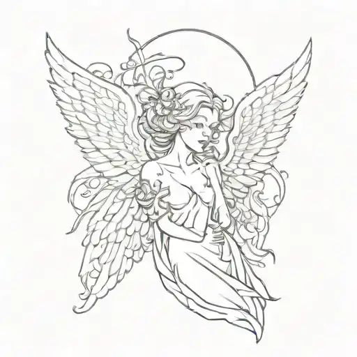 feminine broken angel tattoo design idea