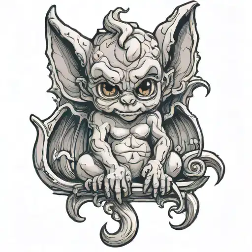 cute baby gargoyle tattoo design idea