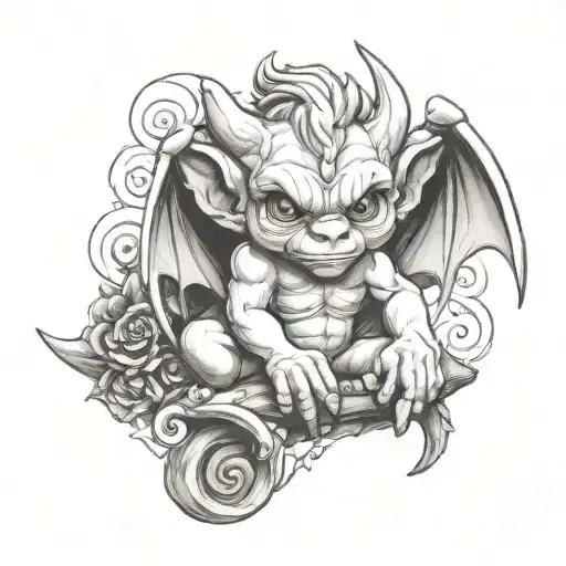 cute baby gargoyle tattoo design idea