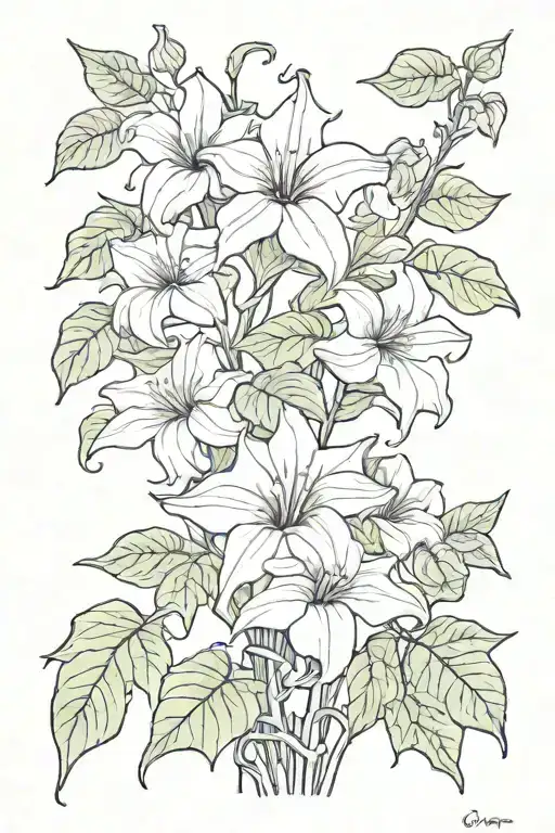 long moonflower vine tattoo design idea