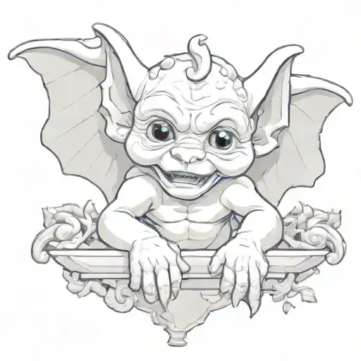 cute baby gargoyle tattoo design idea