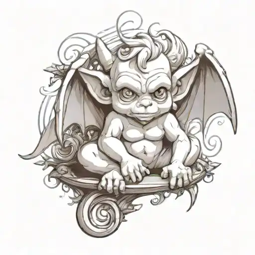 cute baby gargoyle tattoo design idea