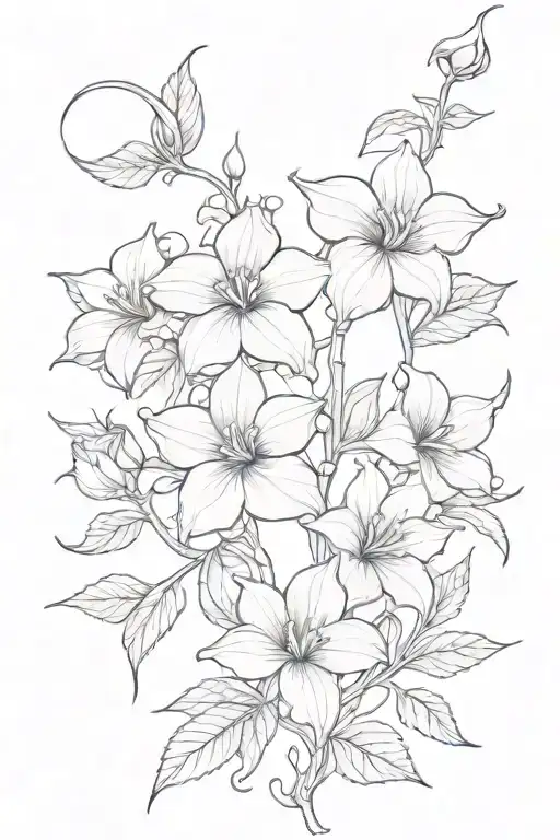 long thin moonflower vine tattoo design idea