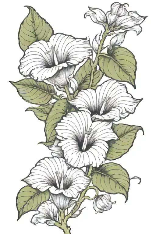 single vine of moonflower  tattoo design idea