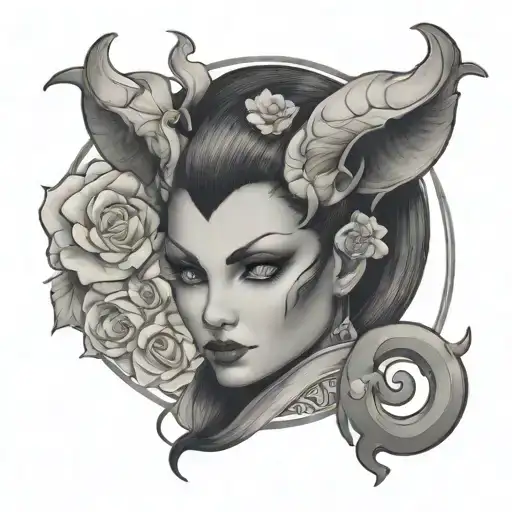 female demon tattoo design idea