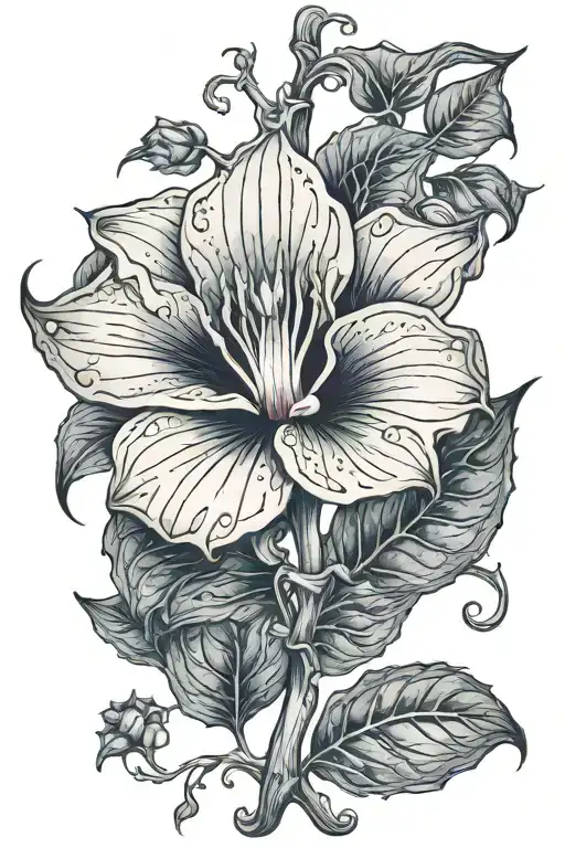 single vine of moonflower tattoo design idea