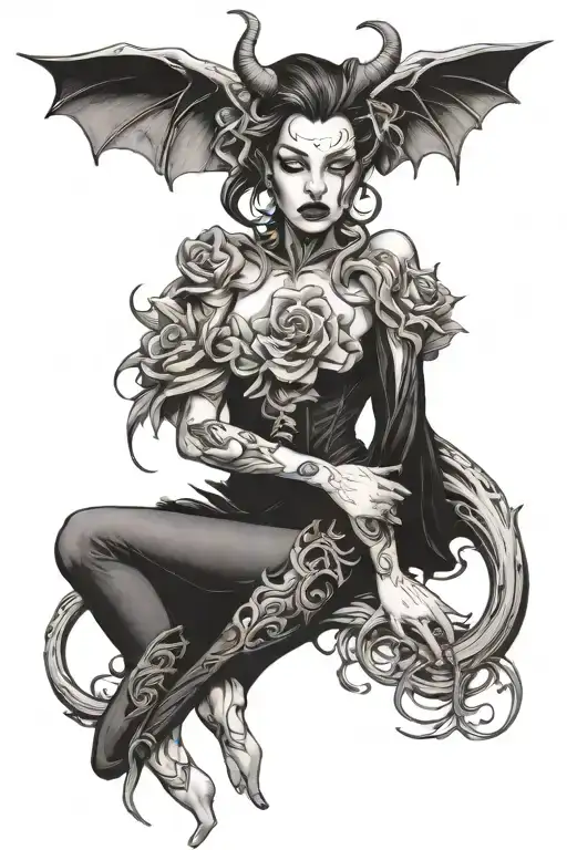 feminine inner demons tattoo design idea