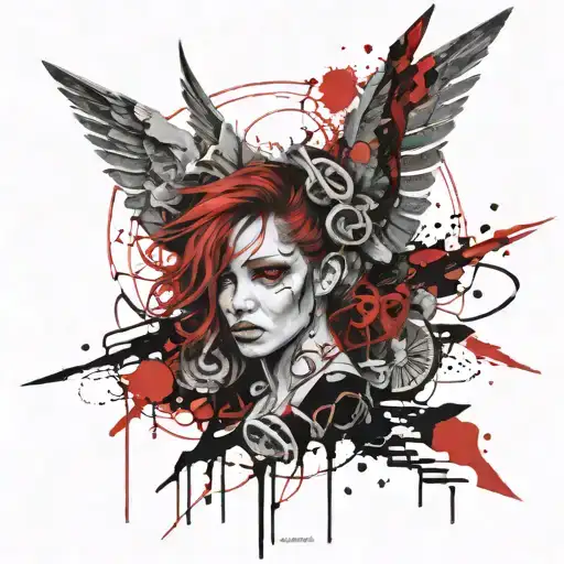feminine broken angel tattoo design idea