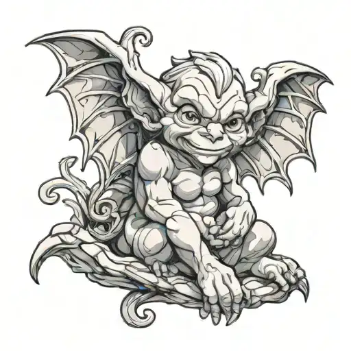 cute baby gargoyle tattoo design idea