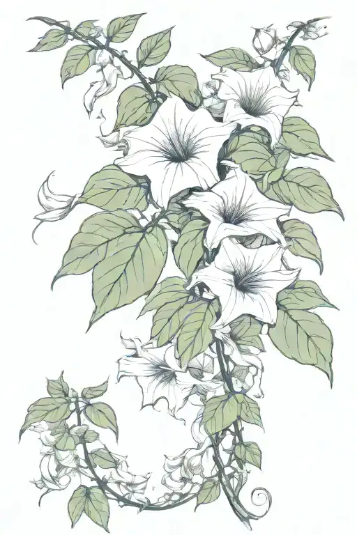 long moonflower vine tattoo design idea