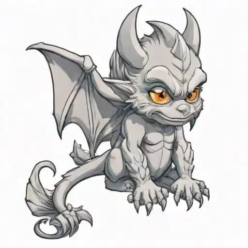 cute baby gargoyle tattoo design idea