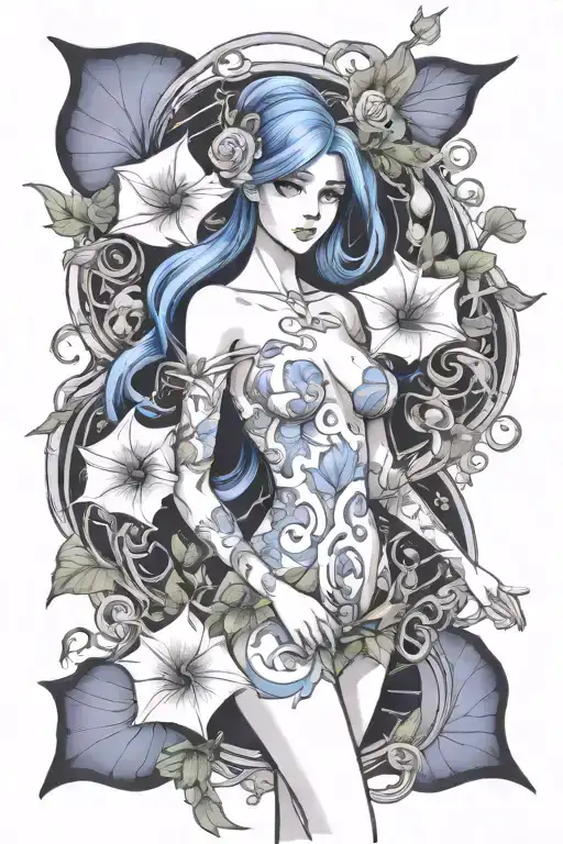 feminine inner demons morning glory  tattoo design idea