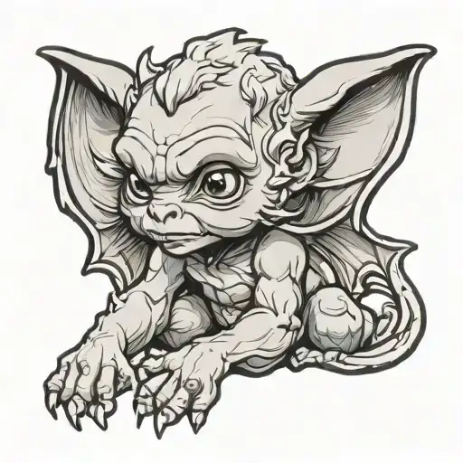 cute baby gargoyle tattoo design idea